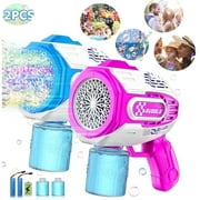 Vatos 2pcs Automatic Light up Bubble Machine with 2 Bubble Solution Gift for Outdoor Indoor Birthday Wedding Party